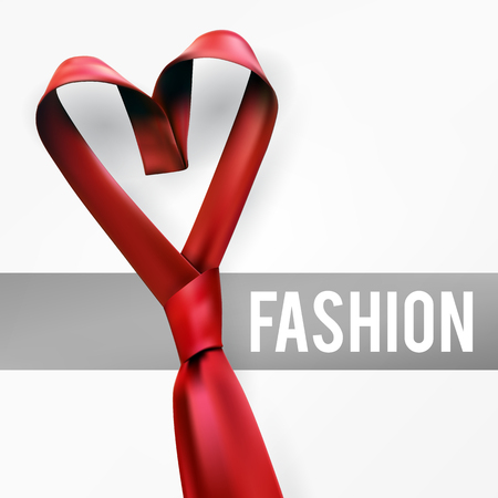 Man fashion symbol. Heart shape necktie. Tied tie as a symbol of love, fashion, men's style, formal attureのイラスト素材