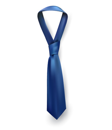 Realistic vector silk satin tie. Male necktie for business and formal clothing accessory attire, men fashion style trend. knot blue, navyのイラスト素材