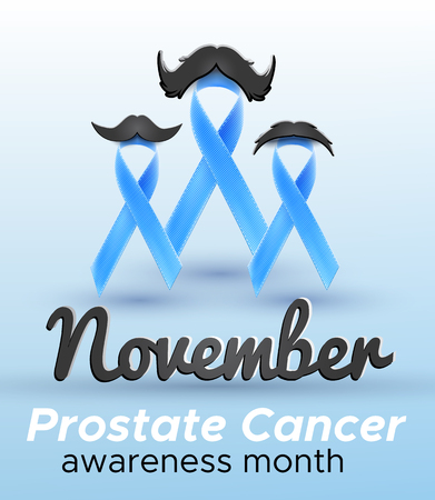 Prostate cancer awareness month blue ribbon posted designのイラスト素材
