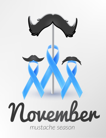 Prostate cancer awareness  blue ribbon month novemberのイラスト素材