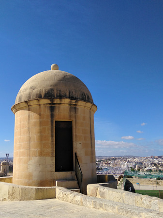 Old tower at Valetta waterfront Maltaの写真素材