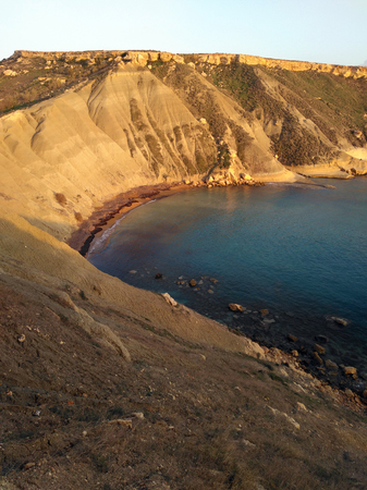 Seashore with rocks on Maltaの写真素材
