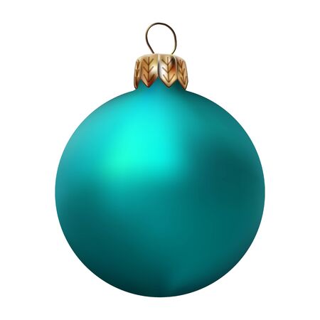 turquoise Realistic Christmas tree ballのイラスト素材