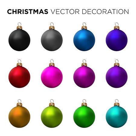 Realistic Christmas tree ball vector setのイラスト素材