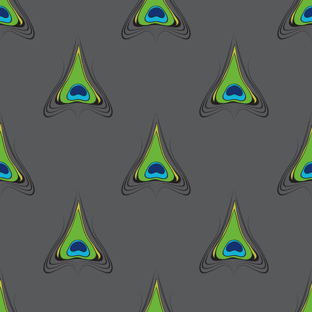 Seamless pattern with retro style peacock feathers on gray background vector illustration. For continuous replication.のイラスト素材