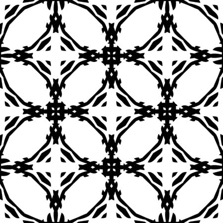 Monochrome Seamless geometric patter, black and white, illustrationのイラスト素材