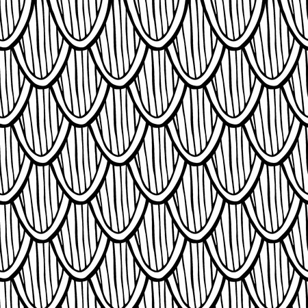 abstract doodle hand drawn monochrome seamless patternのイラスト素材