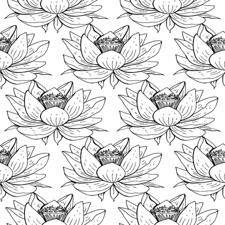 seamless floral pattern with lotus flowersのイラスト素材