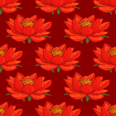 seamless floral pattern with lotus flowersのイラスト素材