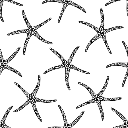 seamless zen art style pattern with starfish on white background. stock vector illustration.のイラスト素材