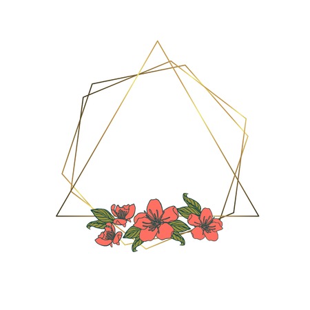 Polygonal garland, vintage geometric frame. isolated on white background.のイラスト素材