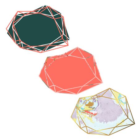 Polygonal garland, vintage geometric frame. isolated on white background. Stock vector illustration.のイラスト素材