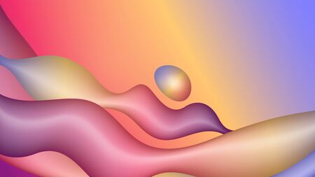 abstract liquid background, blue, yellow, pink gradient. Vector illustration.のイラスト素材