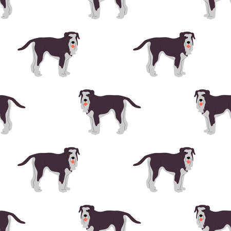 Repeat seamless pattern with flat style cute terrier dogs on white background. Stock vectorのイラスト素材