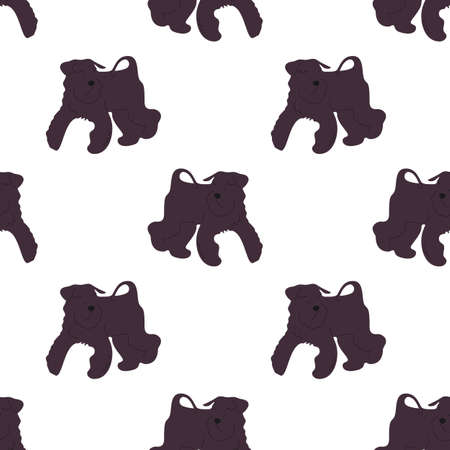 Repeat seamless pattern with flat style cute terrier dogs on white background. Stock vectorのイラスト素材