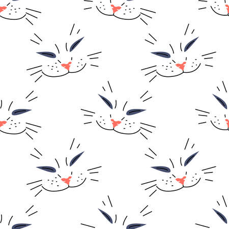 Seamless pattern with cat smiling faces.のイラスト素材