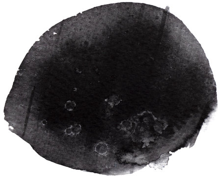 Watercolor black paint texture abstract shape. Isolated on whiteの写真素材