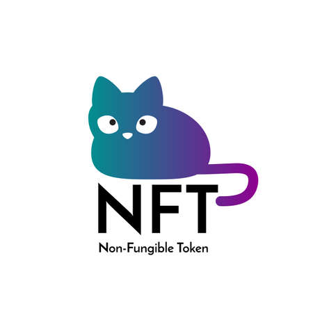 Cute cat and text non fungible token NFT. Isolated on white background.のイラスト素材