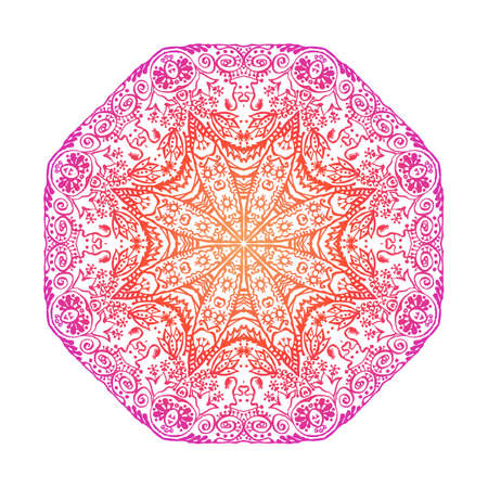 Colorful lacy zen doodle mandala on whiteのイラスト素材