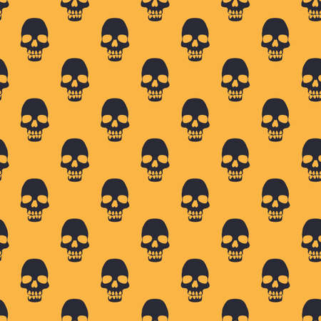 Halloween seamless pattern with stylized human skulls.のイラスト素材