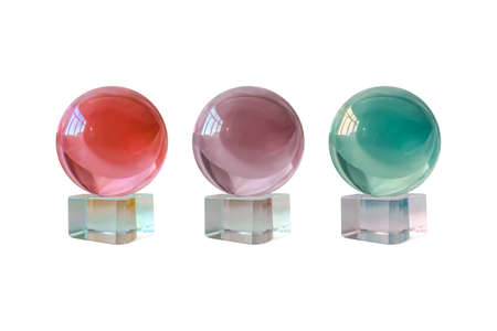 Set of 3 isolated glass balls for divination.