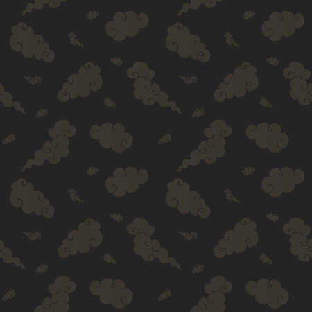 Seamless pattern with Chinese style clouds on blackのイラスト素材