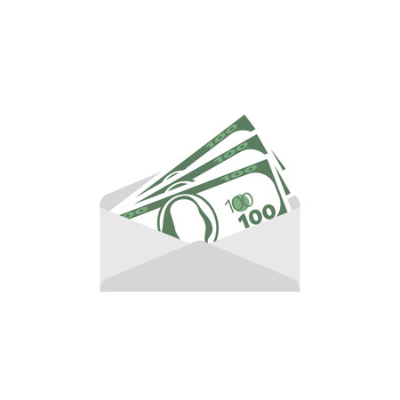 Dollars inside envelope isolated on whiteのイラスト素材