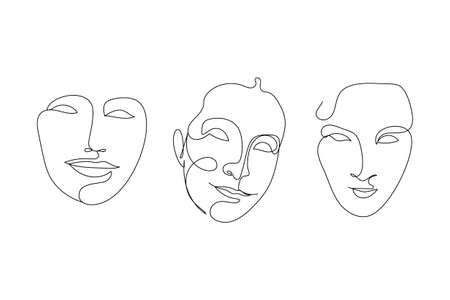 Female face one single line drawingsのイラスト素材