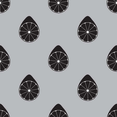 Seamless pattern with black and white lemons.のイラスト素材
