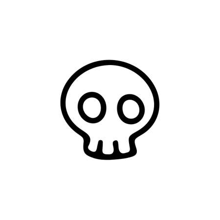 Hand drawn line art Halloween skull illustration isolated on white.のイラスト素材