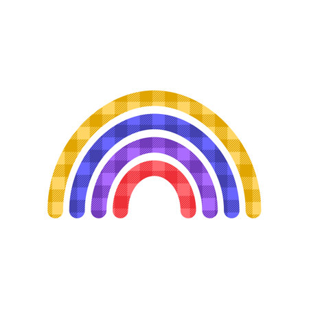 Boho rainbow decorated with buffalo plaid isolated on whiteのイラスト素材