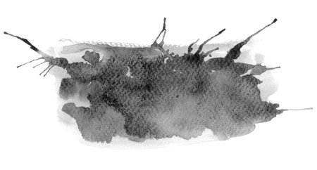 Monochrome gray Watercolor blot. Oblong aquarelle stainの写真素材