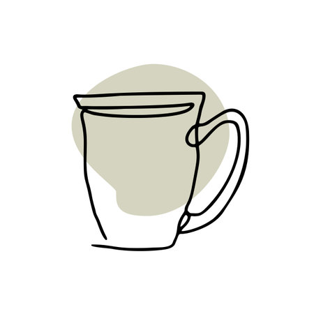 Hand drawn continuous line cup with abstract shapesのイラスト素材
