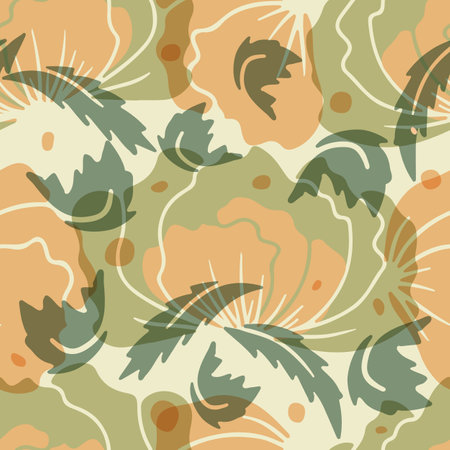 Colorful seamless pattern with abstract retro flowersのイラスト素材