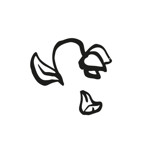 Ink brush abstract flower sketch isolated on whiteのイラスト素材