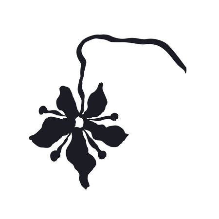 Inky abstract flower sketch isolated on whiteのイラスト素材