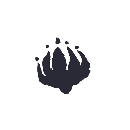 Black and white minimal rustic inky flower silhouetteのイラスト素材