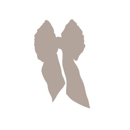 Cute hand drawn brown fancy bow knot silhouette isolated on white background. Pretty vintage coquetteのイラスト素材