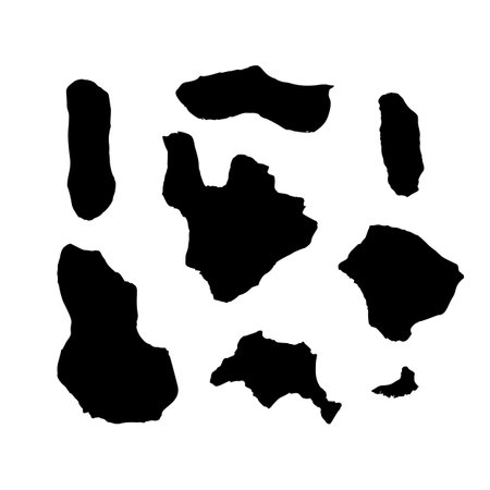 Bundle of black abstract organic shape blots isolate on white backgroundのイラスト素材