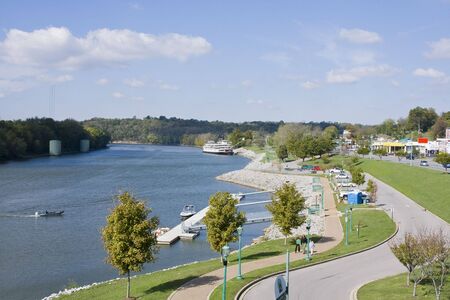 River tour paddle boat runs the Mississippi, Cumberland and other rivers in the US, This tour is very popular with retired couples, tours can last for 3 to 12 days の写真素材