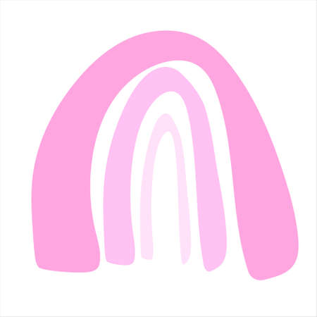 Scandinavian pink rainbow with hearts afor children prints, sets of bed-linen, posters. Vector abstract illustration.のイラスト素材