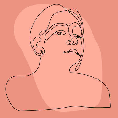 Vector line art woman portrait.のイラスト素材