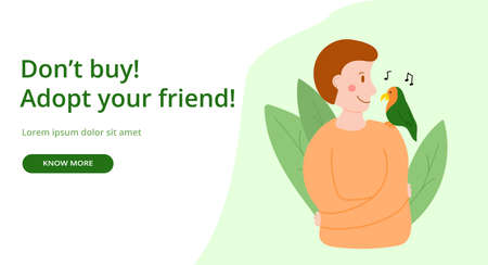 Pet shelter banner, vector illustration o girl with cat for webのイラスト素材