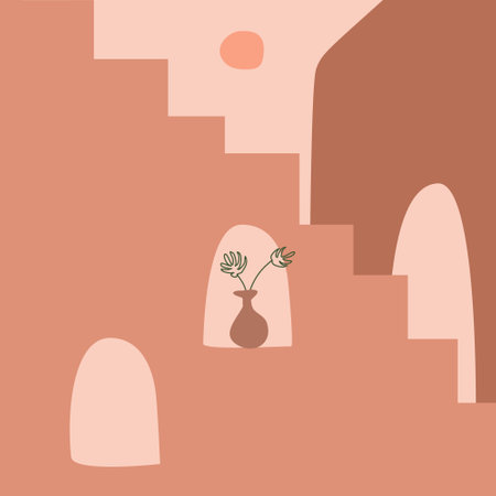 Vector abstract minimalistic landscape. Template for polygraphy, web-designのイラスト素材