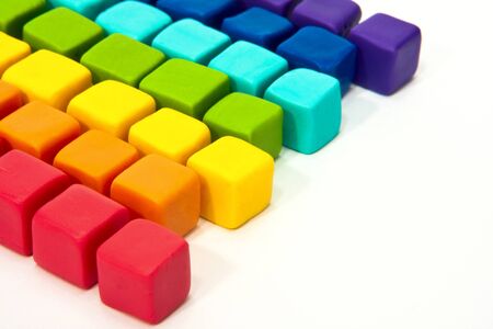 colorful cubes with paste on isolated backgroundの写真素材