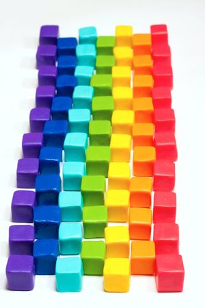 colorful cubes with paste on isolated backgroundの写真素材