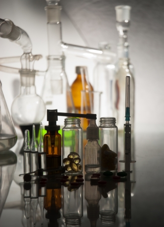 Different medical ampoules,bottles   isolated on whiteの写真素材