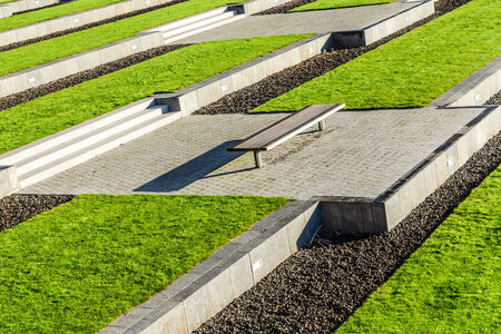 grafic image of a bank in a modern park of Bremen Germanyの写真素材