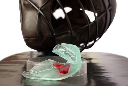 helmet and cap in the blood