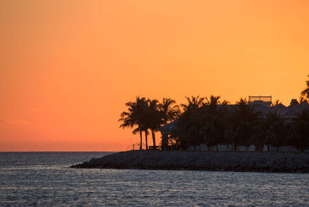 sunset on a tropical islandの写真素材